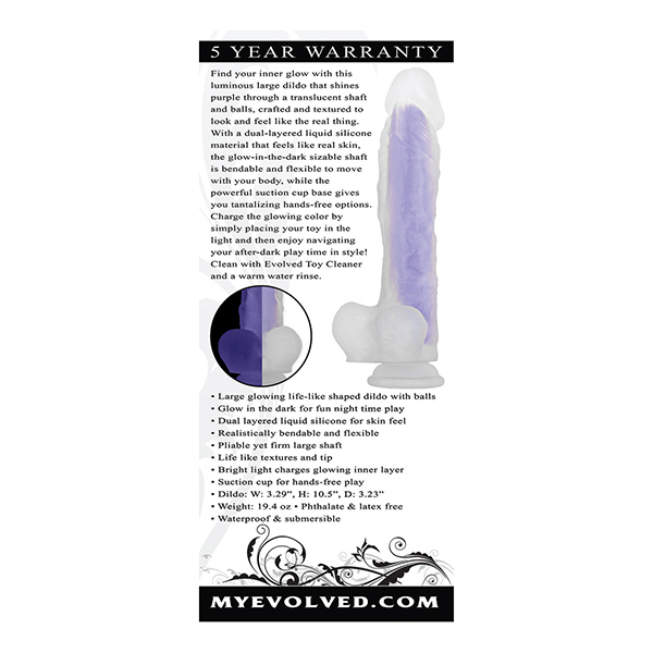 Evolved Luminous Dildo Stud Non Vibrating - Purple - Image 5