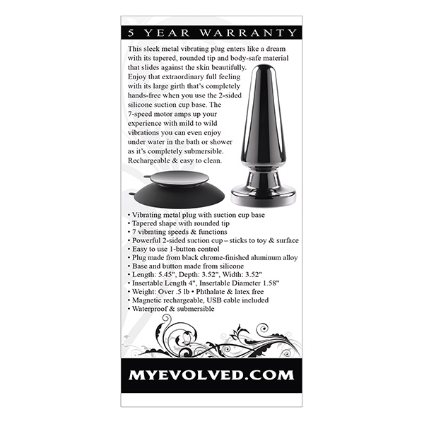 Evolved Advanced Vibrating Rechargeable Metal Plug - Black - Image 5