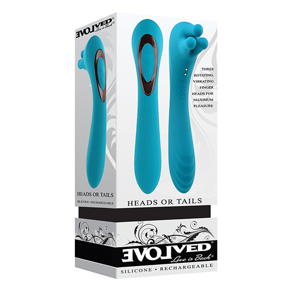 Evolved Heads or Tails Rechargeable Vibrator - Teal