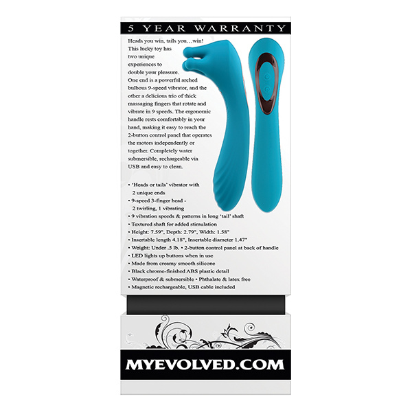 Evolved Heads or Tails Rechargeable Vibrator - Teal - Image 5