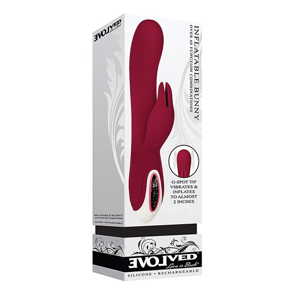 Evolved Inflatable Bunny Dual Stim Rechargeable - Burgundy