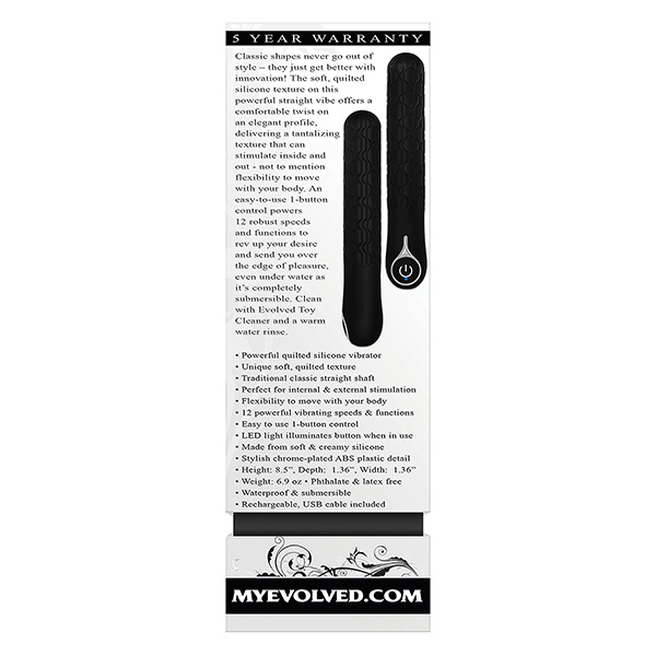 Evolved Quilted Love Rechargeable Vibrator - Black - Image 4