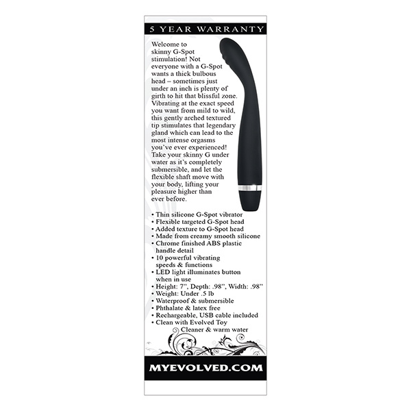 Evolved Skinny G  Silicone G Spot Vibrator - Black - Image 5