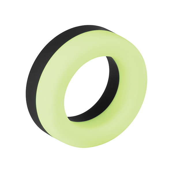 Forto F-19 Two Tone Liquid Silicone Cock Ring - Black-Glow in the Dark - Image 4