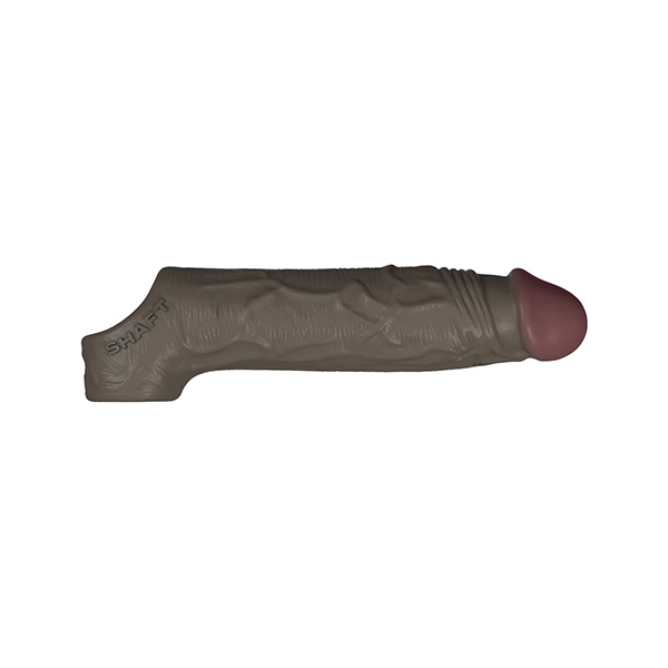 Shaft Flexskin Liquid Silicone 7.8" Vibrating Sheath - Mahogany