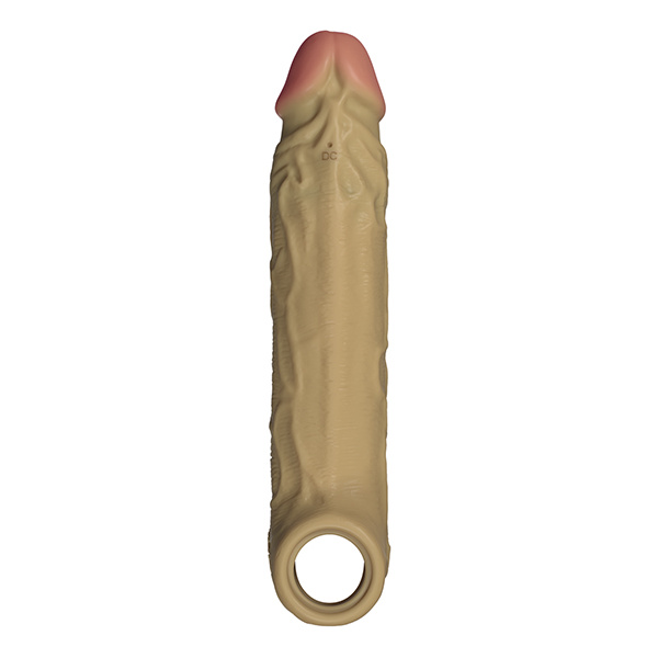 Shaft Flexskin Liquid Silicone 7.8" Vibrating Sheath - Oak - Image 5