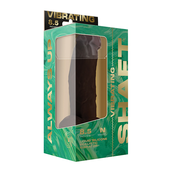 Shaft Flexskin Liquid Silicone 8.5" Vibrating Side Curve Dong w-Balls - Mahogany - Image 5