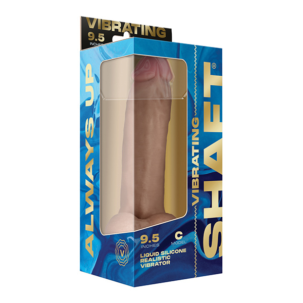 Shaft Flexskin Liquid Silicone 9.5" Vibrating Curved Dong w-Balls - Pine - Image 4