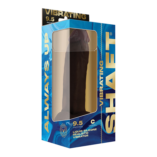 Shaft Flexskin Liquid Silicone 9.5" Vibrating Curved Dong w-Balls - Mahogany - Image 3