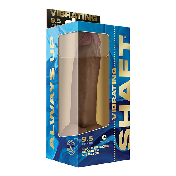 Shaft Flexskin Liquid Silicone 9.5" Vibrating Curved Dong w-Balls - Oak - Image 5