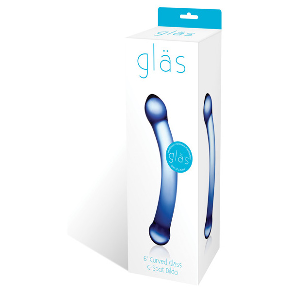 Glas 6" Curved G-Spot Glass Dildo - Blue