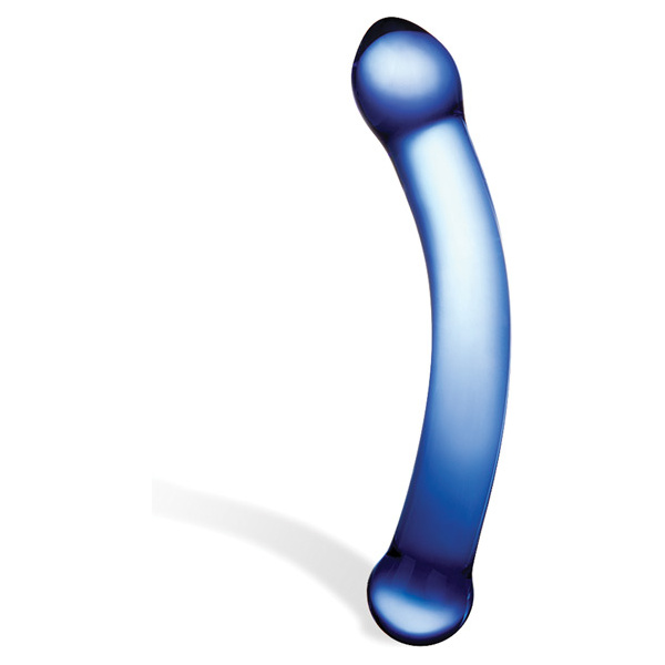 Glas 6" Curved G-Spot Glass Dildo - Blue - Image 2