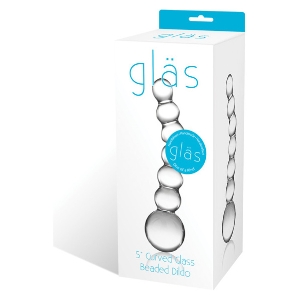 Glas 5" Curved Glass Beaded Dildo