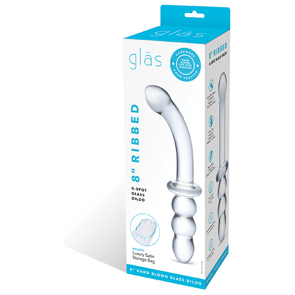 Glas 8" Ribbed G-Spot Glass Dildo