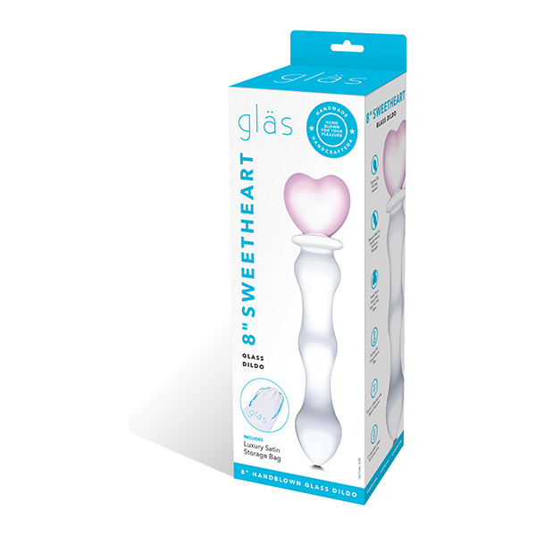 Glas 8" Sweetheart Glass Dildo - Pink-Clear