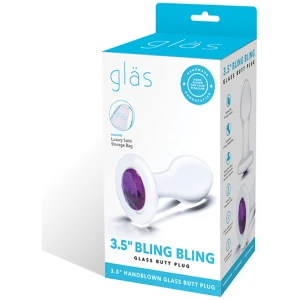 Glas 3.5" Bling Bling Glass Butt Plug - Clear