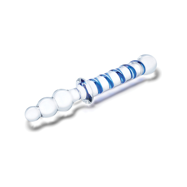 Glas 10" Twister Dual Ended Dildo - Blue - Image 3