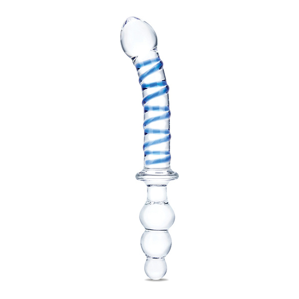 Glas 10" Twister Dual Ended Dildo - Blue - Image 2