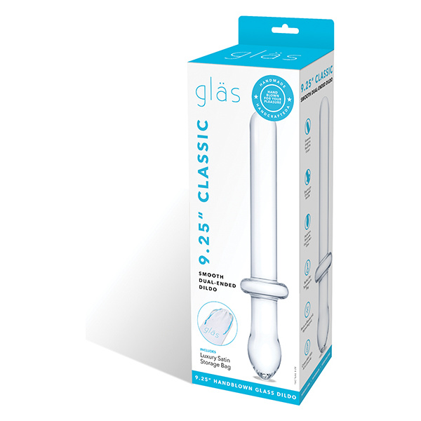 Glas 9.25" Classic Smooth Dual Ended Dildo - Clear