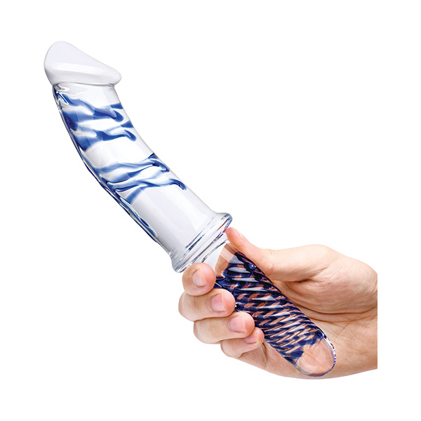 Glas 11" Realistic Double Ended Glass Dildo w-Handle - Blue - Image 4
