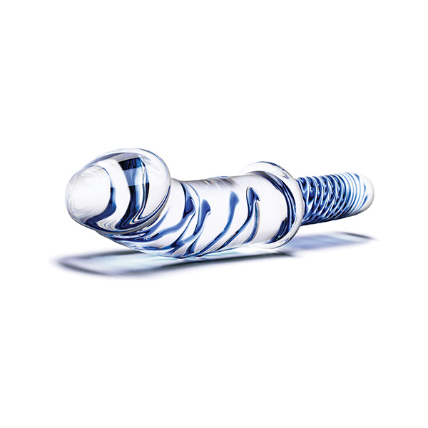 Glas 11" Realistic Double Ended Glass Dildo w-Handle - Blue - Image 2