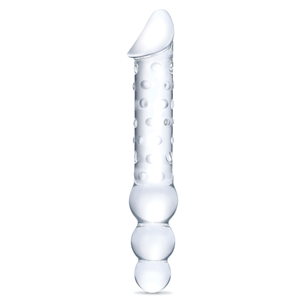 Glas 12" Double Ended Glass Dildo w-Anal Beads - Clear - Image 5