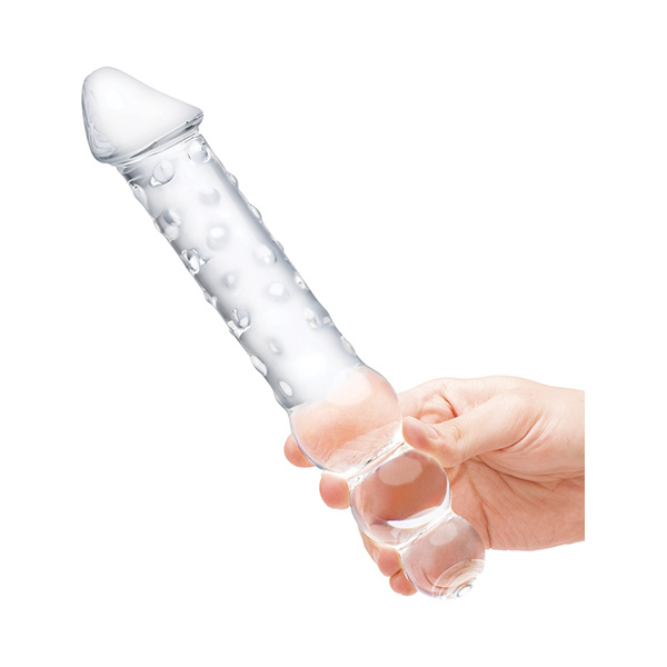 Glas 12" Double Ended Glass Dildo w-Anal Beads - Clear - Image 2