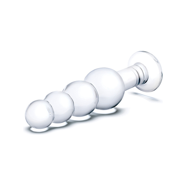 Glas 7.25" Glass Beaded Butt Plug - Clear - Image 4