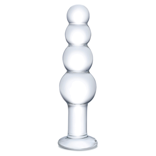 Glas 7.25" Glass Beaded Butt Plug - Clear - Image 2