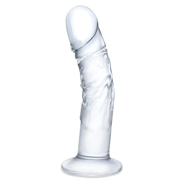 Glas 7" Realistic Curved Glass Dildo w-Veins - Clear - Image 2