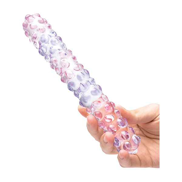 Glas 9" Purple Rose Nubby Glass Dildo - Purple-Pink - Image 4