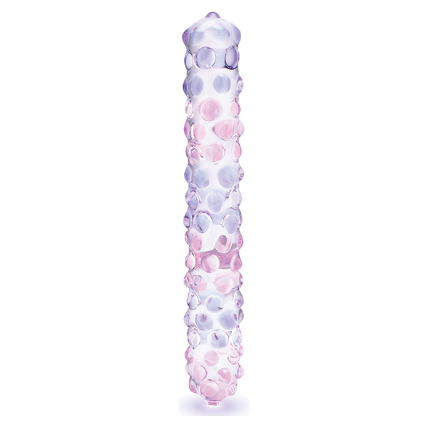 Glas 9" Purple Rose Nubby Glass Dildo - Purple-Pink - Image 3