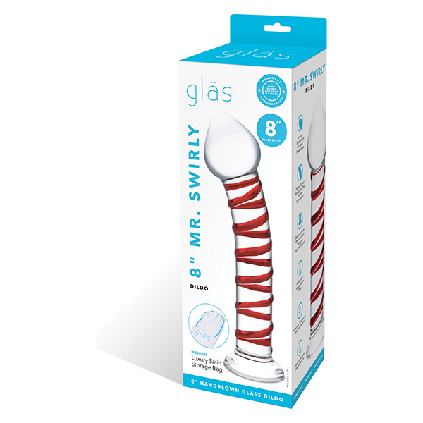 Glas 8" Mr. Swirly Glass Dildo - Red