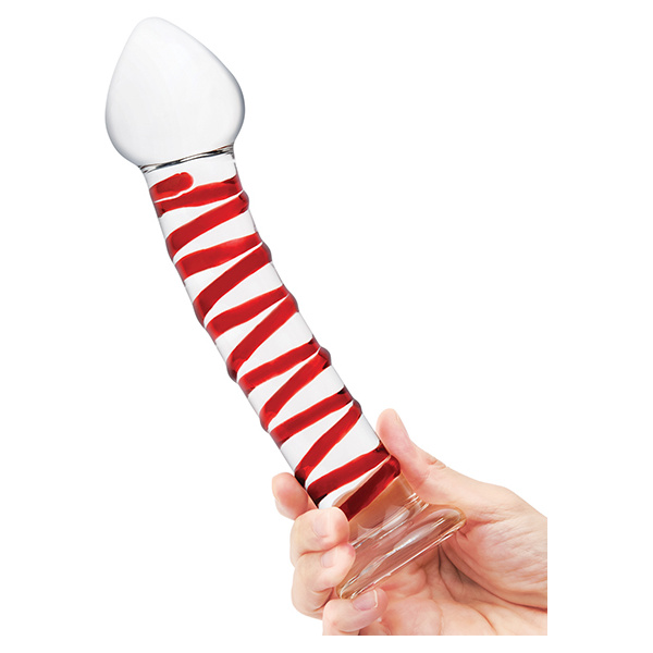 Glas 8" Mr. Swirly Glass Dildo - Red - Image 2