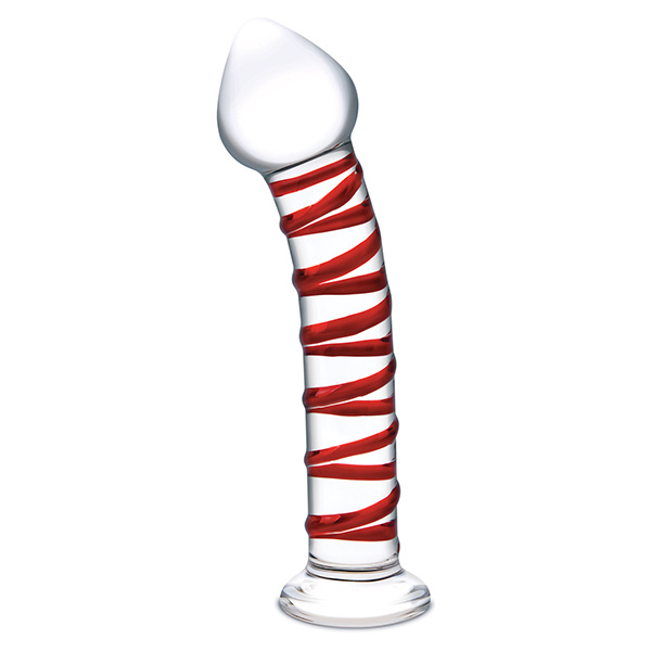 Glas 8" Mr. Swirly Glass Dildo - Red - Image 4