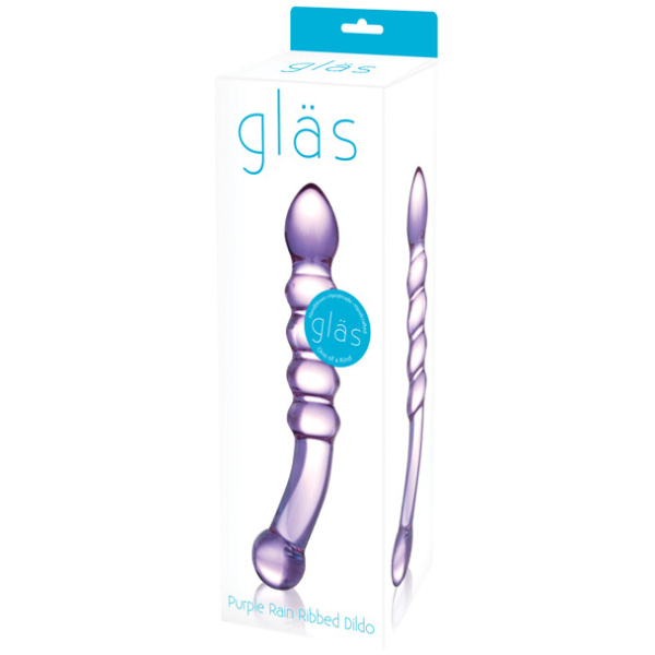 Glas Purple Rain Ribbed Glass Dildo