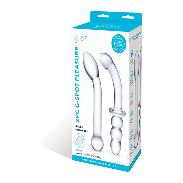 Glas 2 pc G-Spot Pleasure Glass Dildo Set - Clear