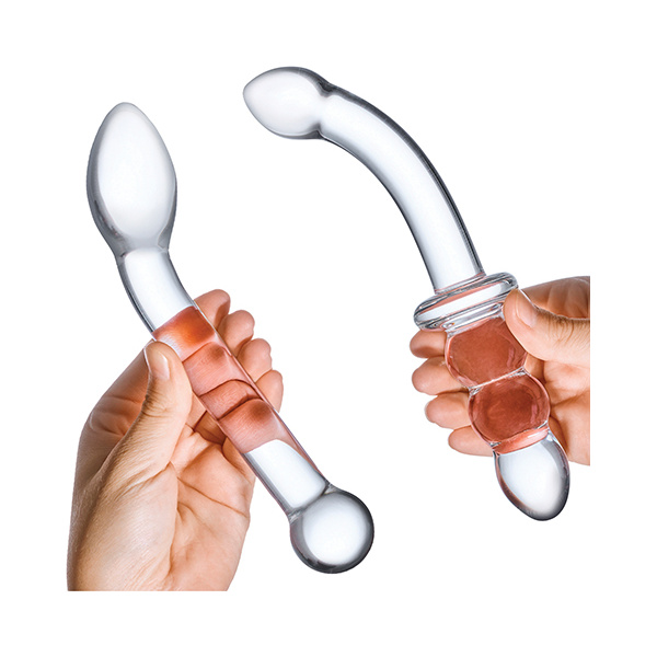 Glas 2 pc G-Spot Pleasure Glass Dildo Set - Clear - Image 3