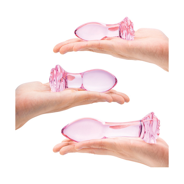 Glas 3 pc Rosebud Butt Plug Set - Pink - Image 5