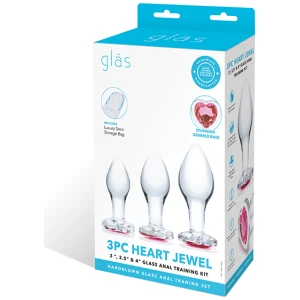 Glas 3 pc Heart Jewel Glass Anal Training Kit