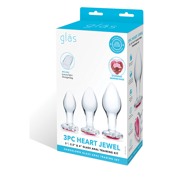 Glas 3 pc Heart Jewel Glass Anal Training Kit