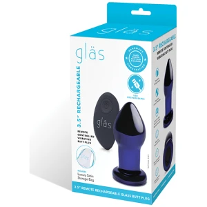 Glas 3.5" Rechargeable Vibrating Butt Plug - Blue