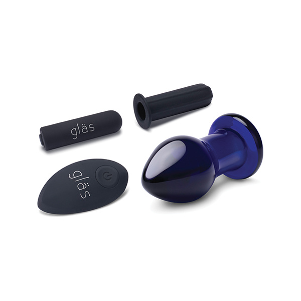 Glas 3.5" Rechargeable Vibrating Butt Plug - Blue - Image 3