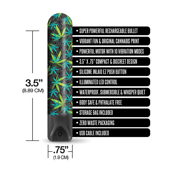 Buzzed 3.5" Rechargeable Bullet - Canna Queen Black - Image 4