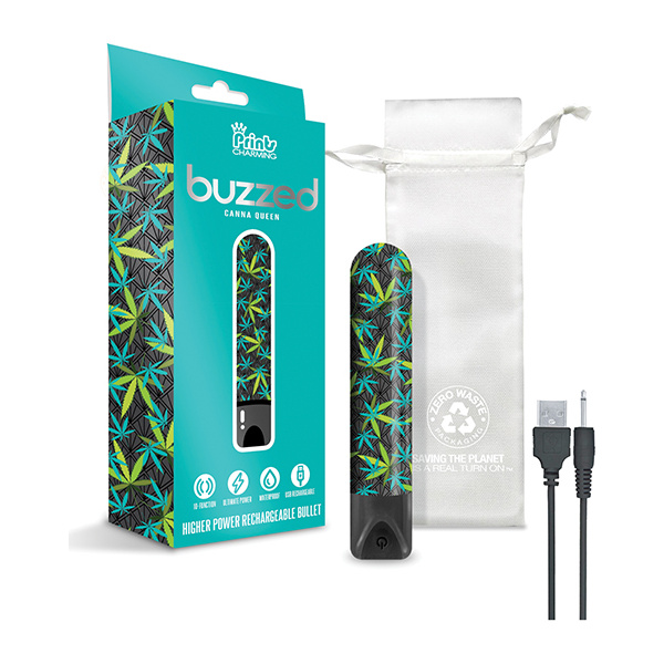 Buzzed 3.5" Rechargeable Bullet - Canna Queen Black - Image 5