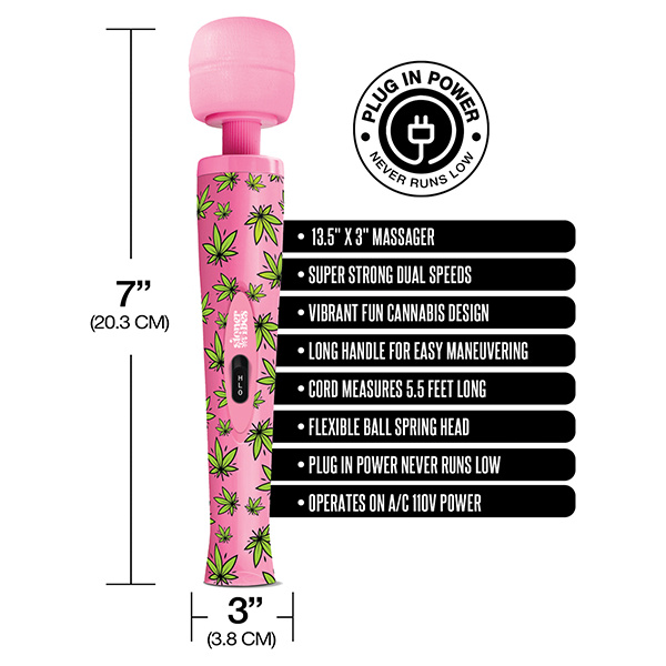 Stoner Vibes Wacky Weed Wand Massager - Pink Kush - Image 2