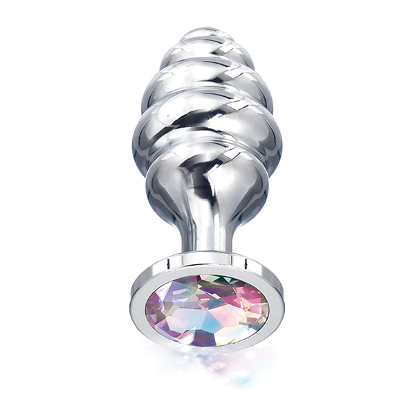 Nixie Honey Dipper Ribbed Metal Rainbow Jeweled Butt Plug - Image 2