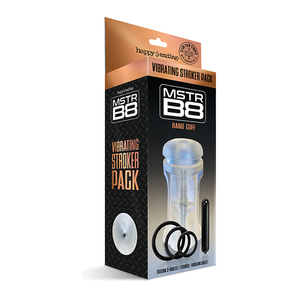 MSTR B8 Hand Cuff Vibrating Stroker Pack - Kit of 5 Clear