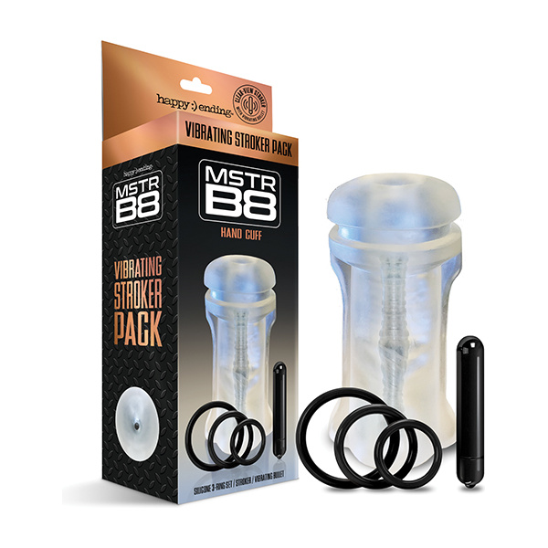 MSTR B8 Hand Cuff Vibrating Stroker Pack - Kit of 5 Clear - Image 3