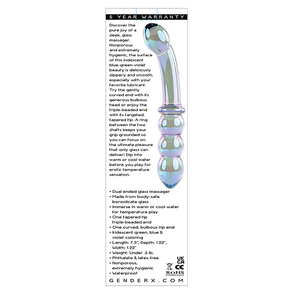 Gender X Lustrous Galaxy Wand Dual Ended Glass Massager - Green - Image 5